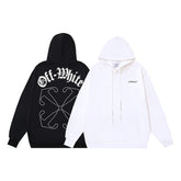 OW Sanskrit alphabet arrow print hooded sweater