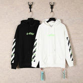 OW fluorescent letter arrow pullover hooded sweater