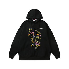 OW hoodie cartoon series arrow pattern fleece hooded