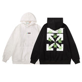 OW hoodie plant leaf arrow pattern fleece hooded