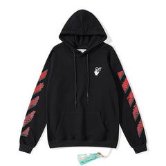 OW hoodie红色渐变箭头图案连帽