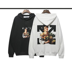 OW hoodie woman bouquet basket pattern arrow hooded