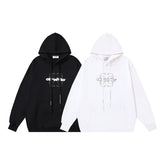 OW hollow arrow pattern print hooded sweater