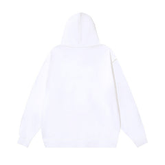 OW oil painting pleated art print pullover hooded sweater