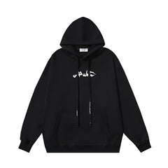 OW Hand-Painted Arrow Pattern Printed Hooded Sweatshirt