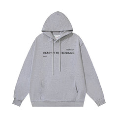 OW simple letter pattern hooded sweater