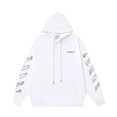 OW stylus oblique stripe print pullover hooded sweater
