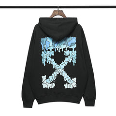 OW hoodie blue melted arrow pattern hooded