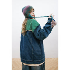 Unisex Jacket Lapel Denim Jacket