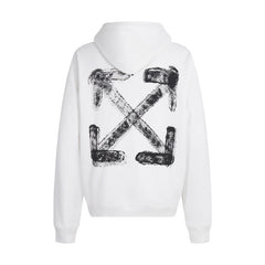 OW letter arrow pattern pullover hooded sweater