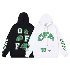 OW hoodie Alligator Alphabet Pattern Pullover Hood