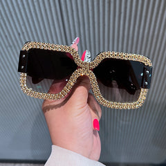 Trendy punk glasses square diamond