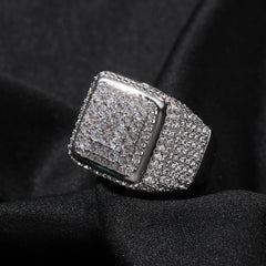Rings Hip Hop Vintage Large Square Ring Copper with Zircon Spectrum St. Valentine's