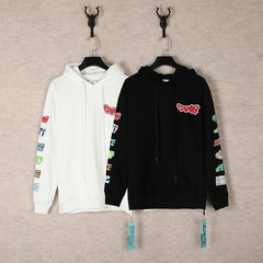 OW cartoon pattern arrow hooded sweater