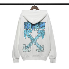 OW hoodie blue melted arrow pattern hooded
