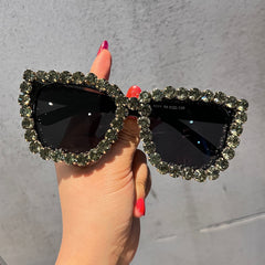 Trendy punk glasses diamond retro uv protection