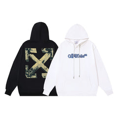 OW hoodie Stereo Spray Arrow Pattern Sleeve Hood