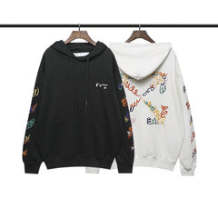 OW hoodie creative color curved embroidered arrow hooded