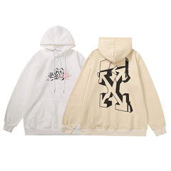 OW hoodie Curved Arrow Pattern Fleece Sleeve Hood