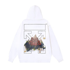 OW audio speaker arrow pattern pullover hooded sweater