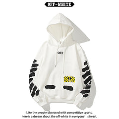 OW hoodie 喷墨字母箭头图案加绒连帽