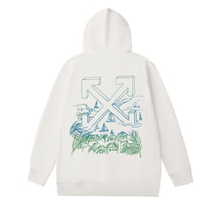 OW Village Sailing Arrow Pattern Hooded Sweater