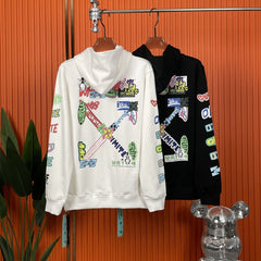 OW hoodie Colorful graffiti Arrow Pattern Pullover Hood