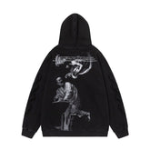 OW hoodie Black and white portrait oil painting pattern hooded