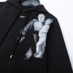 OW portrait oil painting pattern pullover hooded sweater