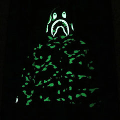 Bathing Ape Hoodie shark head black and white luminous color matching sweater