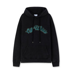 OW Bath Portrait Letter Pattern Pullover Hooded Sweater