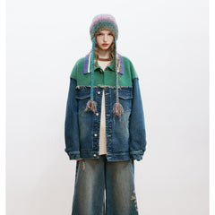 Unisex Jacket Lapel Denim Jacket