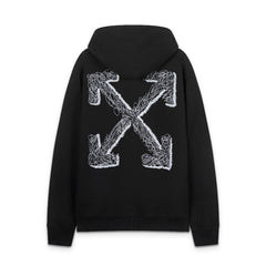 OW embroidered line arrow pattern pullover hooded sweater