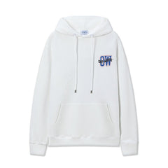 OW Blue Letter Arrow Pattern Pullover Hooded Sweater
