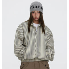 Unisex Jacket Autumn Vintage Stripe Jacket Loose Overalls