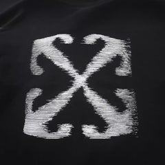 OW Fuzzy Arrow Pattern Pullover Hooded Sweater