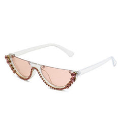 Trendy punk glasses half-frame cat eye with diamonds