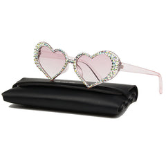 Trendy punk glasses heart diamond uv protection sunglasses
