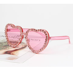 Trendy punk glasses diamond heart-shaped shade
