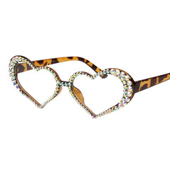 Trendy punk glasses heart diamond uv protection sunglasses