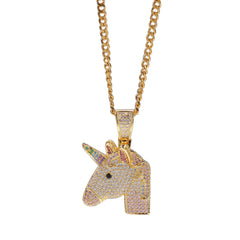 Jewelry Dream Unicorn Pendant Full of Zircon Rainbow Pony Animal St. Valentine's Spectrum