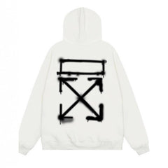 OW Blur Portrait Arrow Pattern Pullover Hooded Sweater