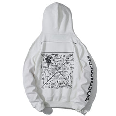 OW  hoodie spoof robot graffiti arrow cotton pullover hooded