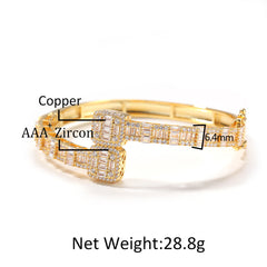Bracelet HiphopT Square Zirconium Men's Bracelet Gold Plated ins St. Valentine's