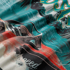 Godspeed T Shirts Speedboat Shark Print Cotton Crew Neck Short Sleeve Men and Women