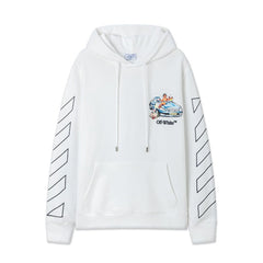 OW Angel Car Pattern Pullover Hooded Sweater