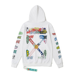 OW  hoodie Slogan Cartoon Arrow Pattern Pullover Hood