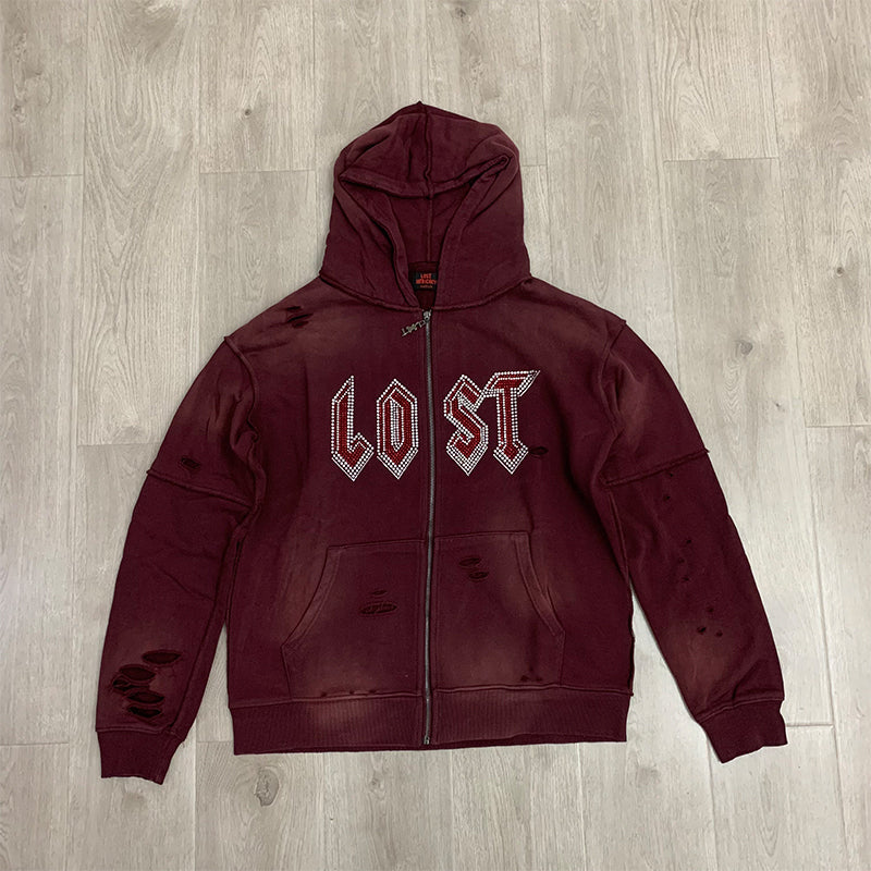Lost intricacy Hoodie rhinestones