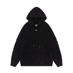 OW  hoodie Black and white portrait oil painting pattern hooded