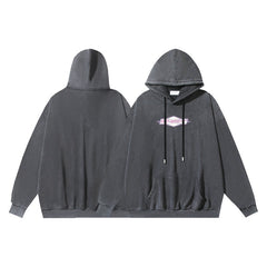 OW letter printing pattern washing water old hooded sweater